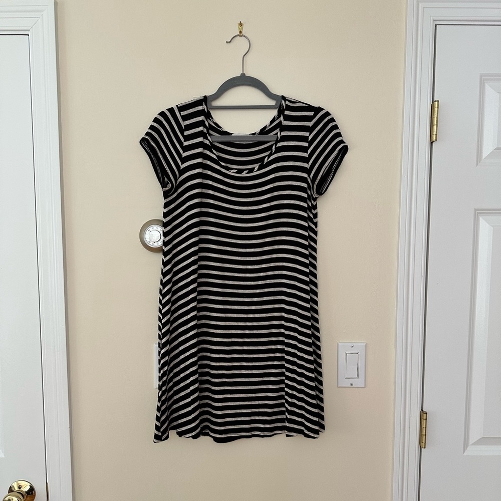Black and white striped t-shirt dress